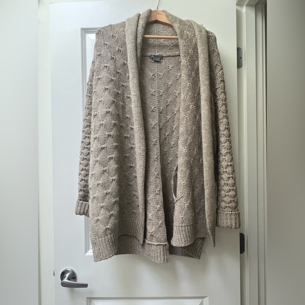 Cozy Beige Knit Cardigan Sweater